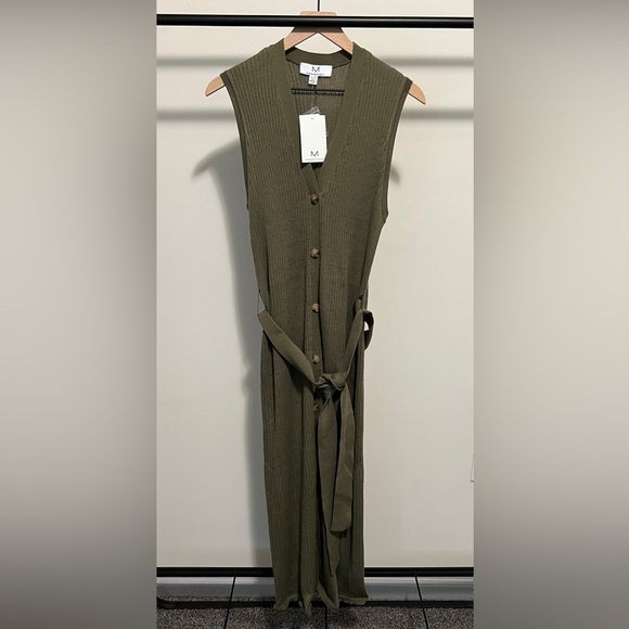 Magaschoni Belted Sweater Dress, Olive, XL - Picture 2 of 7